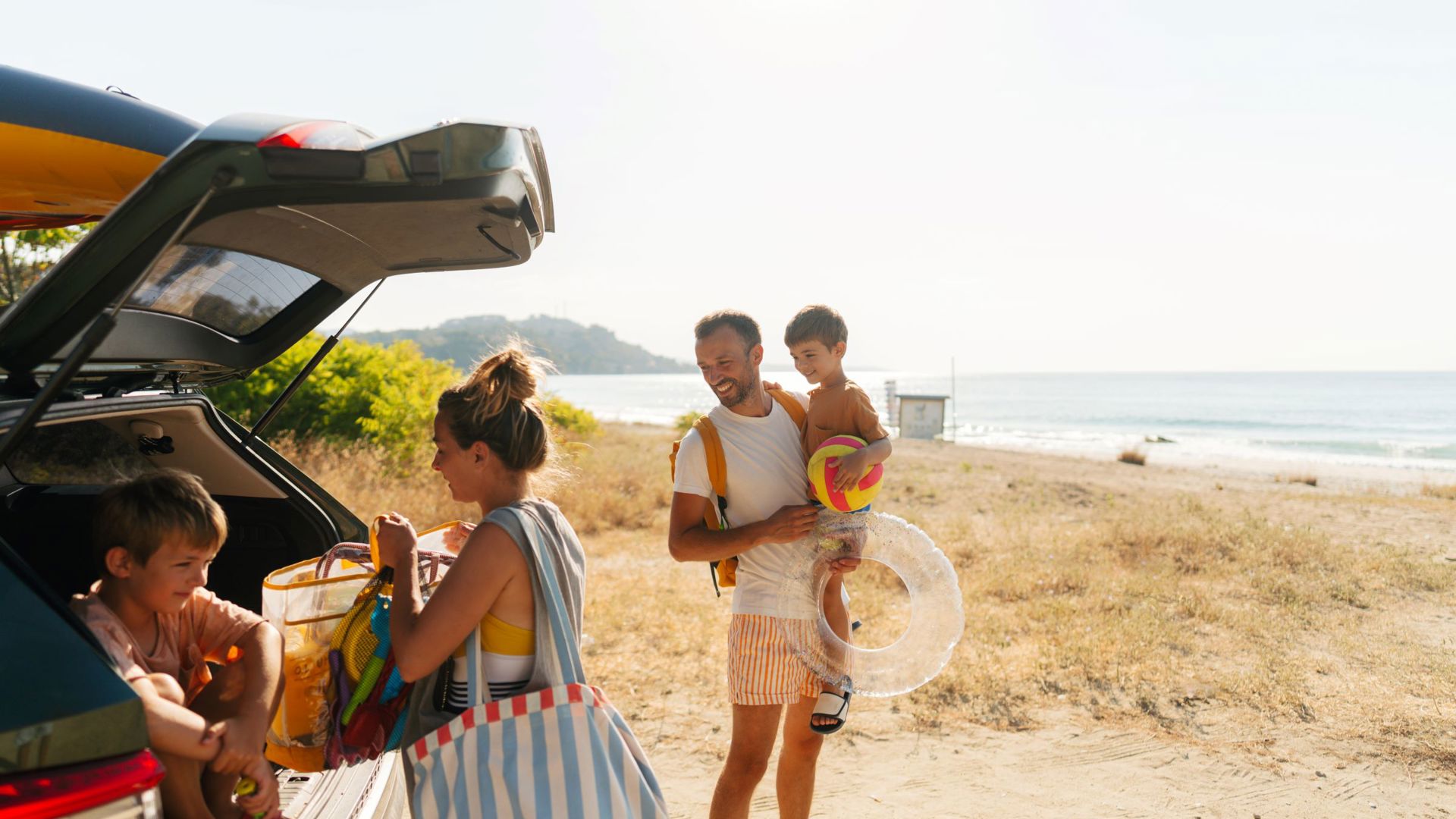 Zomer Banner schoolkind Gezin Strand Zee
