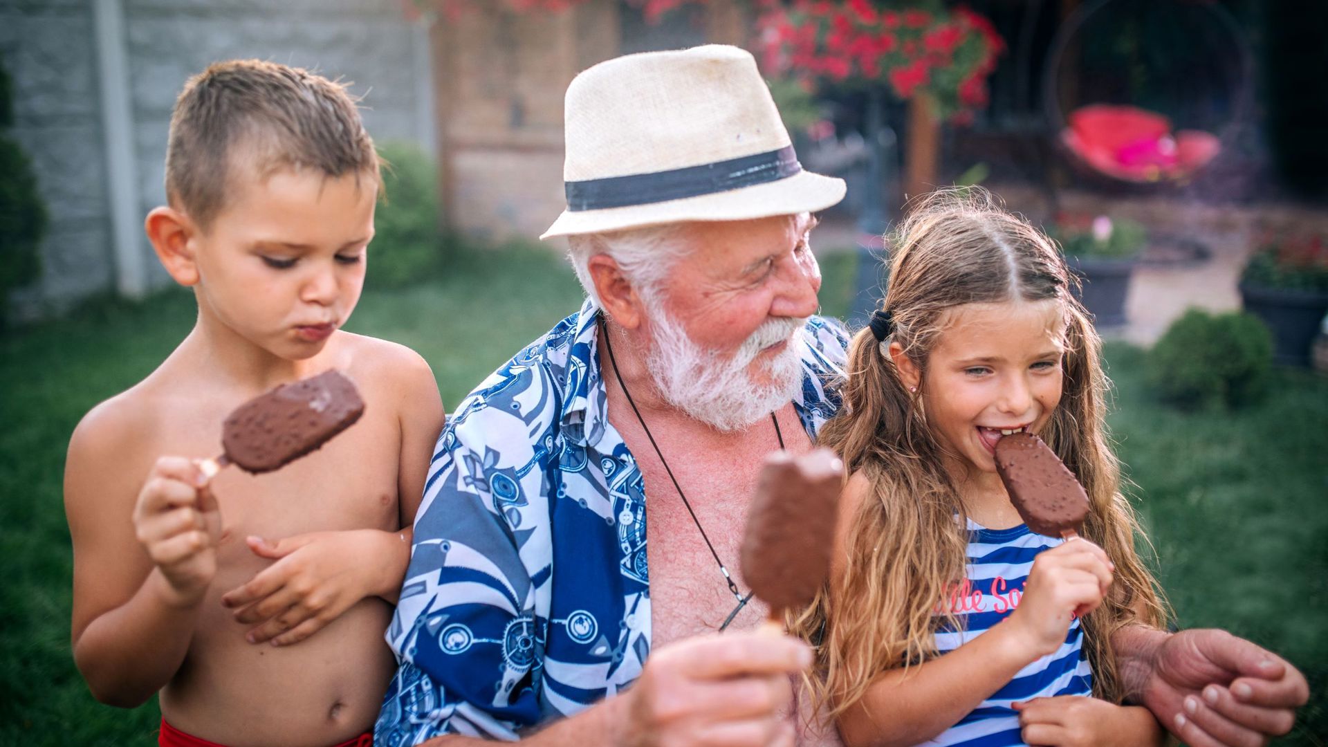 Banner Grootouder Zomer Opa Kleinkinderen Ijsje