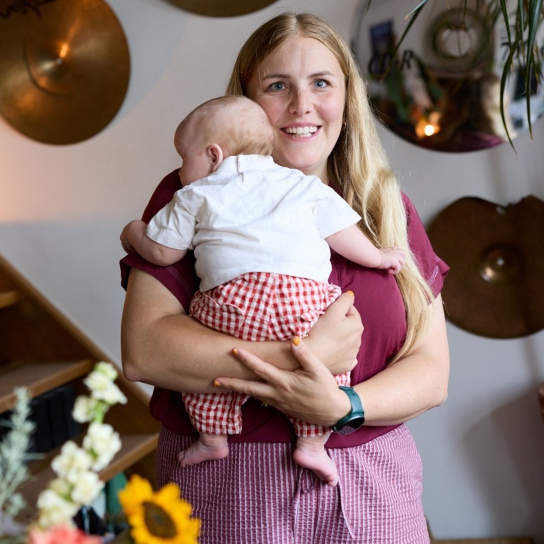 Bekende mama Amelie Aelbrecht  met baby Foto Joris Casaer